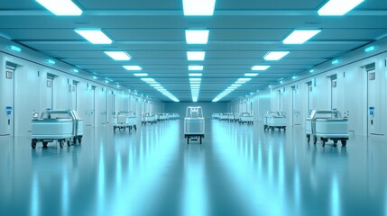 Fototapeta premium A futuristic airport with self-driving luggage carts.