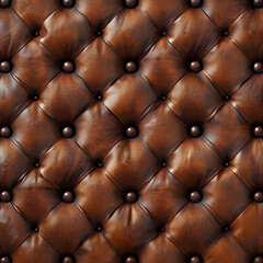 Fototapeta premium Elevated Close-Up Of Luxurious Tufted Brown Leather