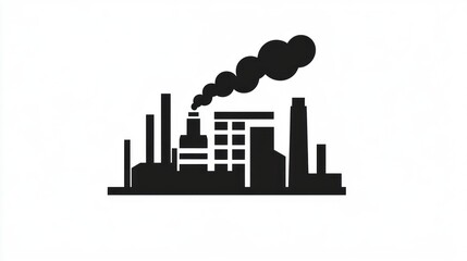 Obraz premium Industrial complex silhouette, factory smoke, urban background, illustration, graphic, simple design, vector