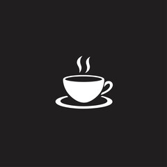 Obraz premium Steaming Coffee Cup Icon on Black Backdrop for Cafe and Beverage Concepts