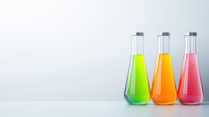 Experimenting with colorful chemistry laboratory setup science modern environment focused viewpoint creative concepts