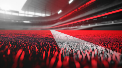 Modern stadium background with red and white colors, sports arena for soccer or football