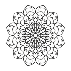 Intricate Mandala: A captivating black and white mandala design showcasing symmetrical patterns and spiritual artistry. A celebration of meditative design and decorative flair.