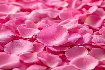 Pink rose petals scattered, close-up