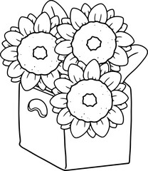 sunflower hand drawn