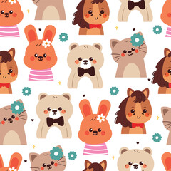seamless pattern cute cartoon animals. cute animal pattern, chicken pattern, for wallpaper