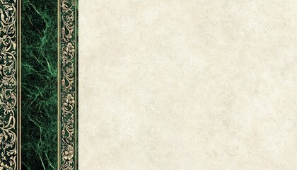 Elegant Textured Background With Green Marble Stripes and Gold Ornate Patterns