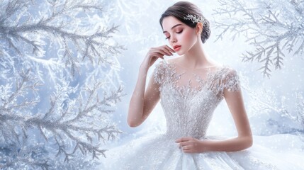 Winter Wonderland Bride: A Dreamy Portrait of Elegance in a Sparkling Gown