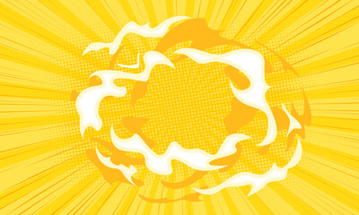 yellow comic background with cartoon smoke effect