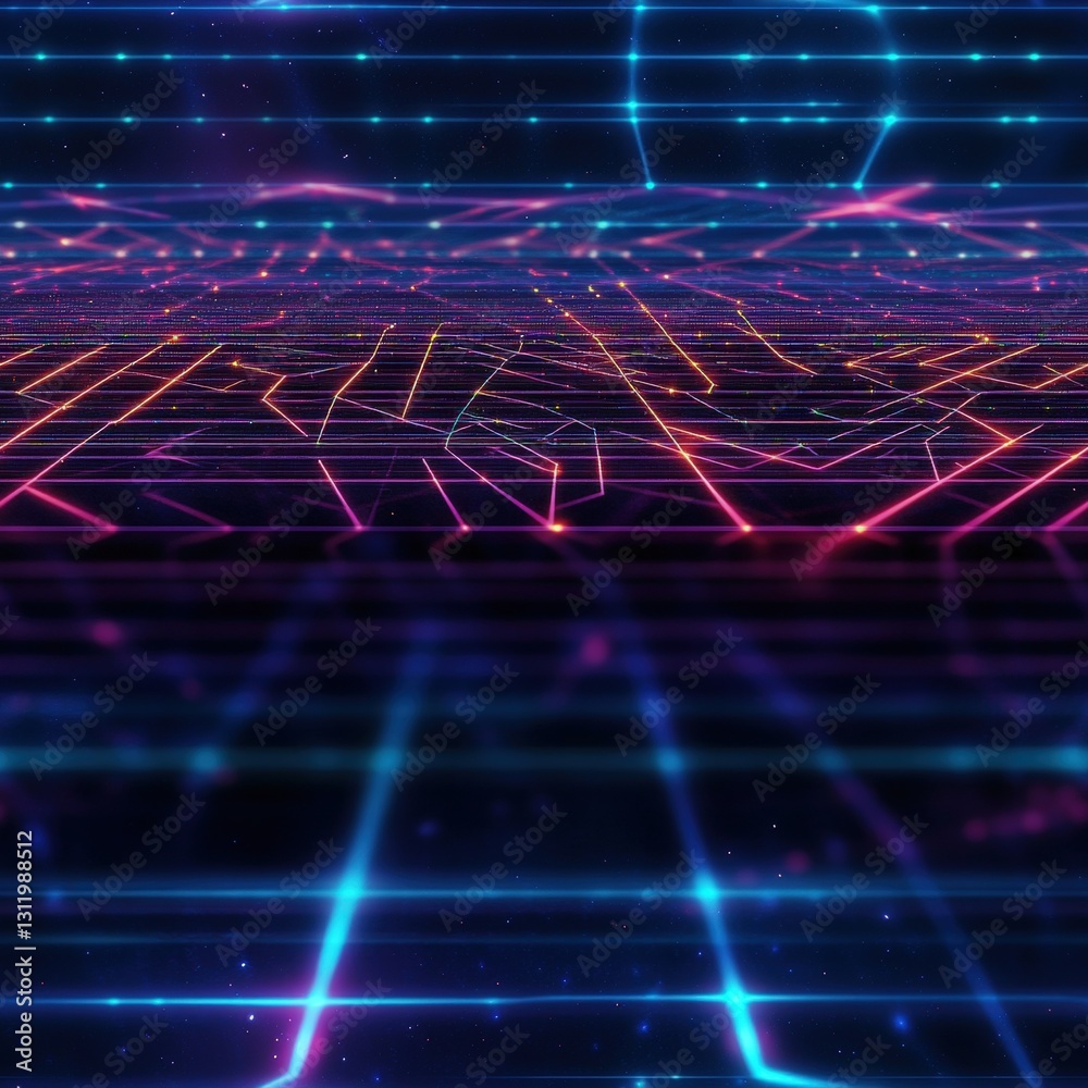 Poster seamless futuristic background with vibrant neon lines creating an abstract and dynamic atmosphere o