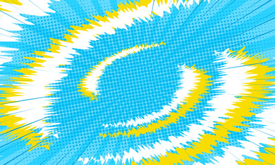 boom comic background with explode effect and dot halftone on blue