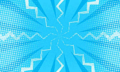 blue Comic lightning strikes with a vintage comic book rays, electricity, power, energy, lightning bolt, storm