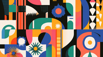 Obraz premium Modern Geometric Abstract Shapes and Symbols Collection