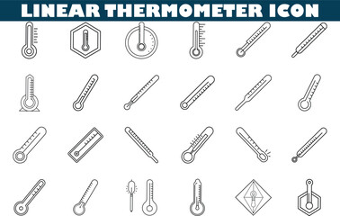 Linear Thermometer Icons Set of Diverse Temperature Gauge Designs