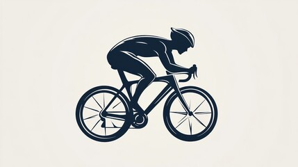 Obraz premium Cyclist silhouette in profile, dynamic pose, likely for sport/fitness stock use