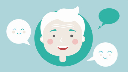 Testimonial Bubbles Speech bubbles around an illustration of a happy wrinklefree face with quotes expressing satisfaction about the antiwrinkle cream.