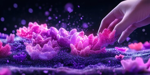 Theoretical Physicist Working on Digital Model of String Theory with Colorful Interconnected Shapes