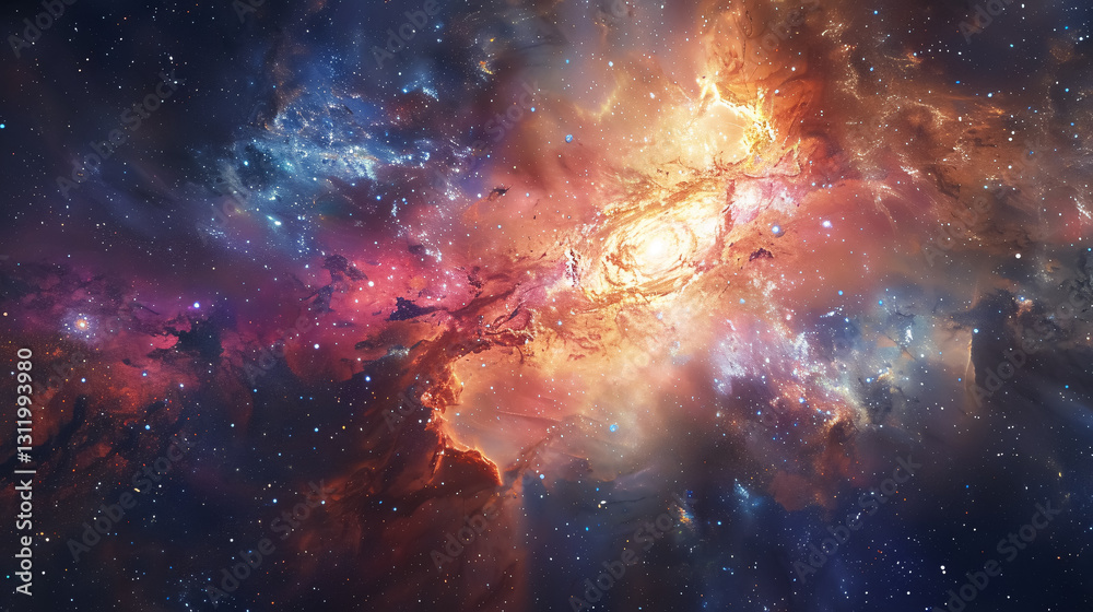 Wall mural embark on a celestial journey through mesmerizing nebulae and galaxies in the infinite cosmos. explo