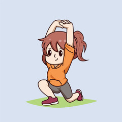 chibi character doing warm up