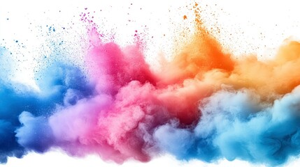 Fototapeta premium Vibrant Rainbow Color Powder Explosion on White Background