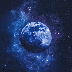 A beautiful blue planet floating in the dark starfilled cosmos