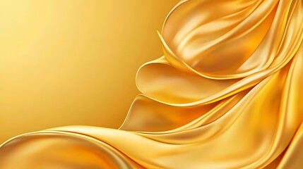 Fototapeta premium Golden fabric flows elegantly against a lustrous gold background