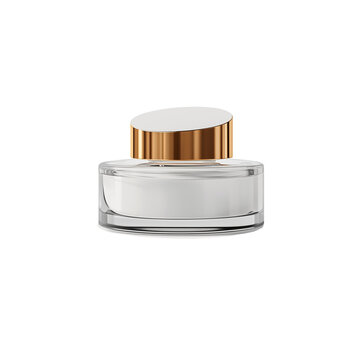 Close-up view of a single full opac rosin cosmetic glass jar in a minimalist style on transparent png background. Ai generated