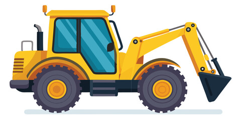 Powerful Yellow Excavator Tractor for Construction and Demolition Work