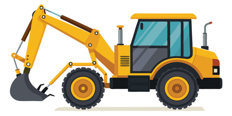 Powerful Yellow Excavator with Large Bucket and Strong Hydraulic Arm for Construction and Digging