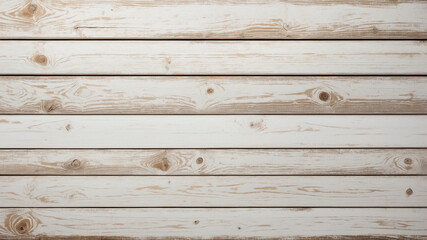 Obraz premium White shiplap wall background. Distressed wooden texture. Painted white boards create vintage look. Horizontal planks. Natural wood grain
