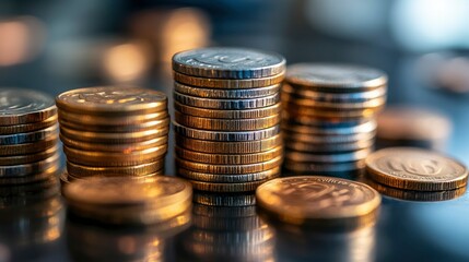 Stacks of Coins Representing Financial Growth and Investment