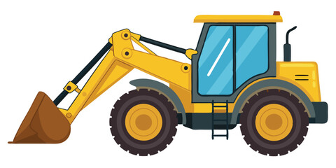 Powerful Yellow Excavator Loader Tractor for Construction and Demolition Work