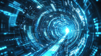 Obraz premium A futuristic blue abstract background with wavy technology-inspired lines in a holographic aesthetic