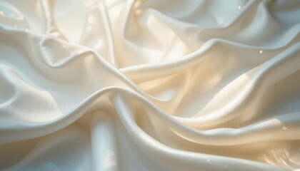 Fototapeta premium Shiny white silk fabric with smooth waves and subtle glow