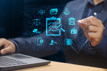 DSC_0562.4 Business management financial, Regtech concept. Compliance with laws and regulations and ethical operations to standard and corporate policy.