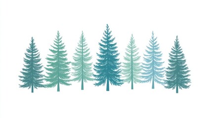 Obraz premium Winter forest silhouettes, decorative, digital art, background, print, web graphic, social media