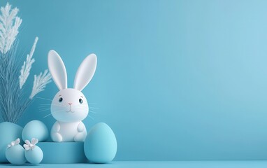 Obraz premium Easter 3D minimalistic blue background