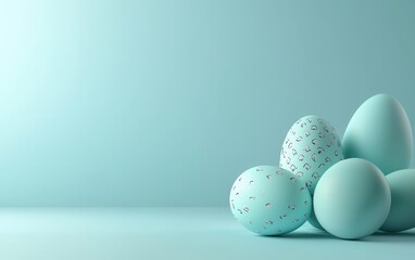 Easter 3D minimalistic cyan background
