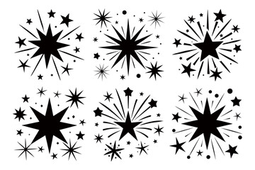 Obraz premium Star Starburst Fireworks Party 4th of July Clipart Silhouette