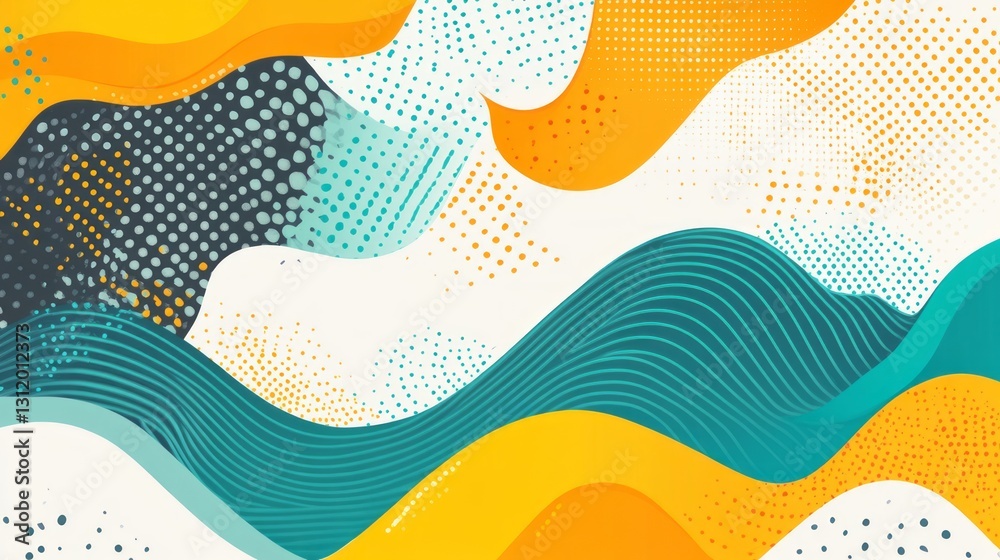 Poster vibrant abstract pop art background featuring dynamic wave pattern with bold colors and fluid motion