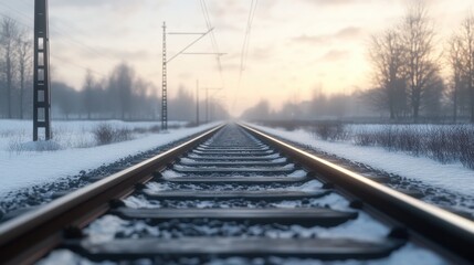 Fototapeta premium Minimalist railway track illustration, ideal for transportation concepts.
