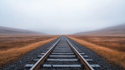 Fototapeta premium Minimalist railway track illustration, ideal for transportation concepts.