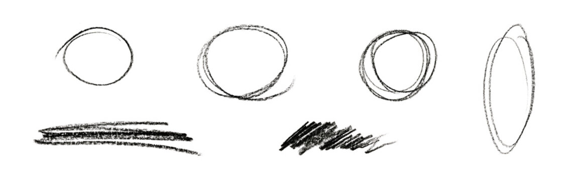 drawn highlight scribbles isolated on white or transparent png