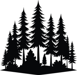 Obraz premium Pine Tree Forest Silhouette Vector Design, Fir Trees Silhouettes