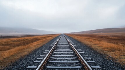 Fototapeta premium Scenic railway track background, perfect for travel and adventure themes