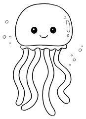 Jellyfish Cartoon Hand Drawn Illustration
