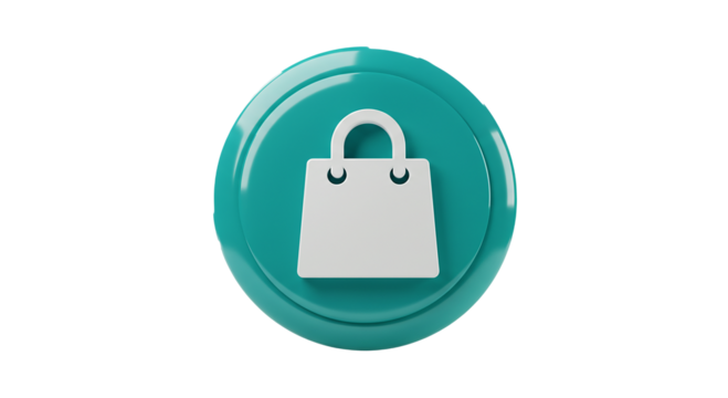 3D Shopping Bag Icon with Modern Pink and Purple Gradient Design