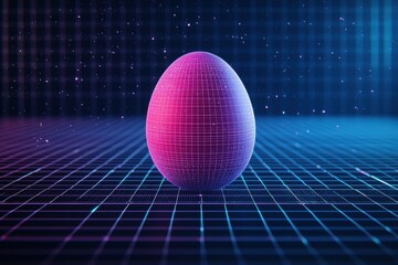 Holographic Easter Egg Floating Above a Digital Background
