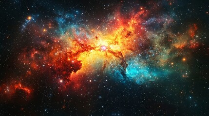 Cosmic Nebula Fiery Celestial Dance in Deep Space