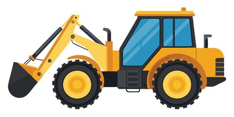 Powerful Yellow Excavator Loader Tractor for Construction and Demolition Work
